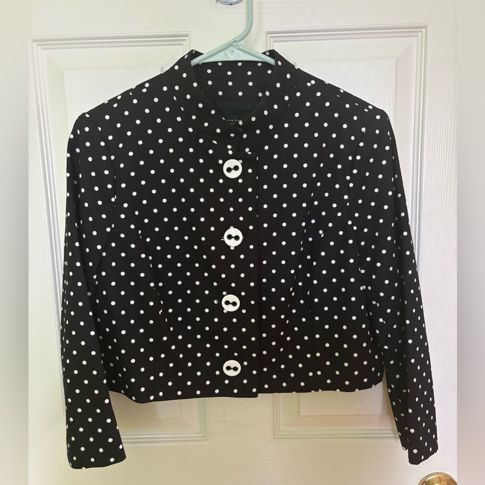 Teri Jon Black and White Polka Dot Blazer